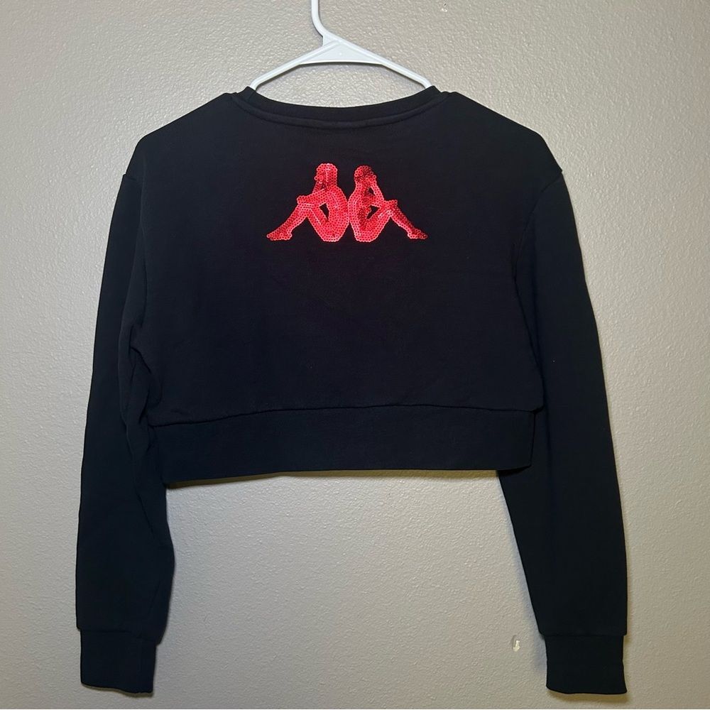 Kappa Authentic Gobret black sequins cropped pullover sweater women’s size small - Picture 7 of 10